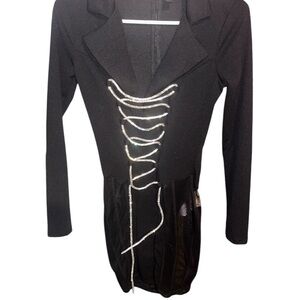 Black Women's Jacket Dress with Silver Detailing